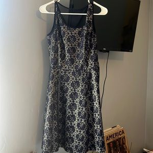 Enfocus studio blue and gold flower pattern dress size 8